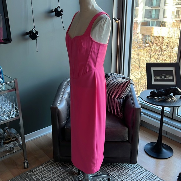 New Bardot Fitted Corset Midi Dress Size 6 US / Medium (Lili Pink) - Picture 5 of 7